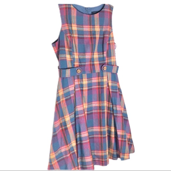 NWT ModCloth Sixties Plaid Retro Sleeveless Dress - Picture 6 of 7